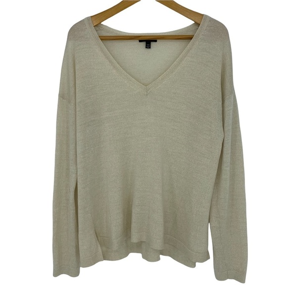 Lane Bryant Sweaters - Lane Bryant fine merino wool gold sheer v-neck sweater, 14/16